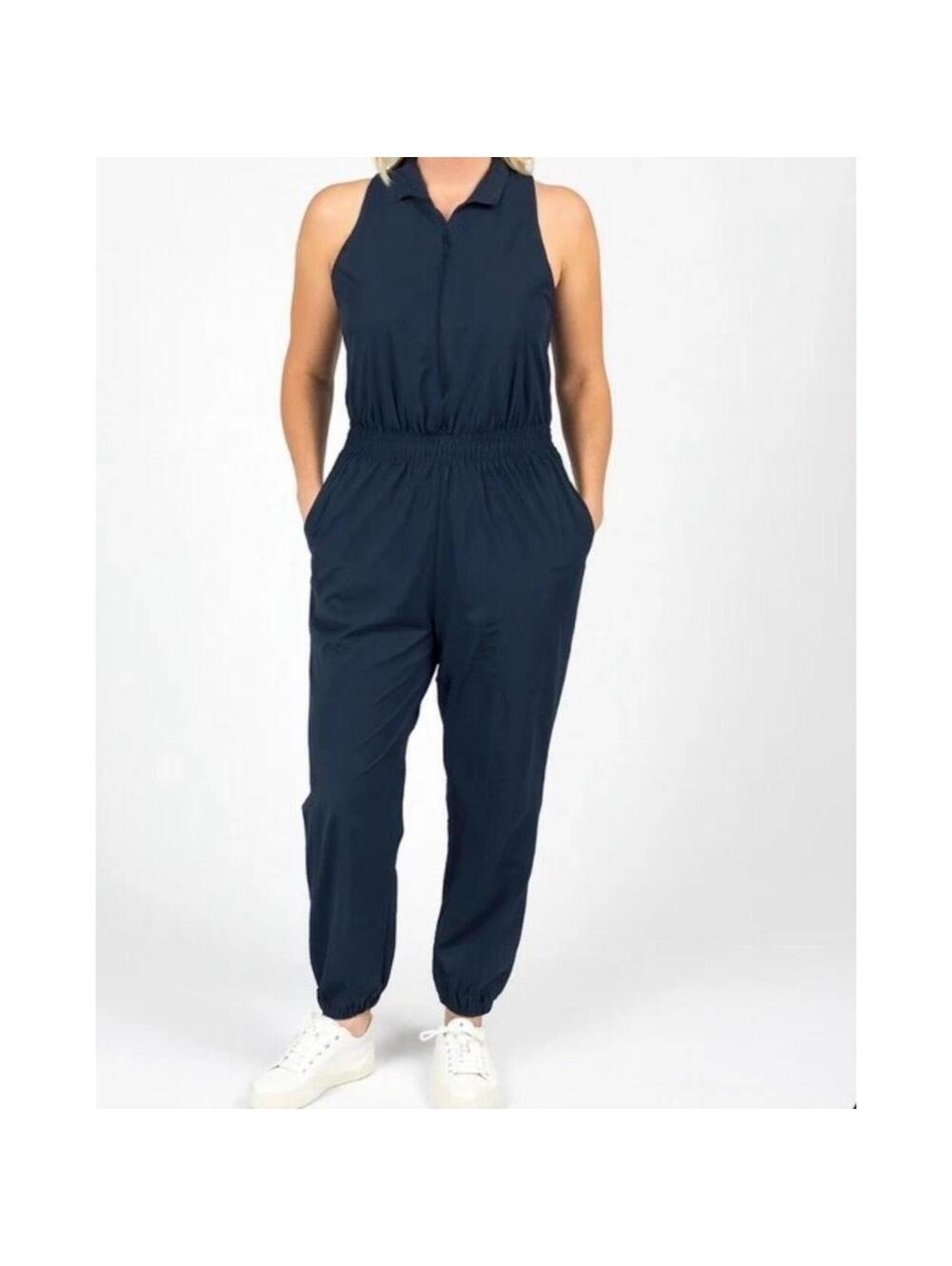 Abercrombie & Fitch black travelers zip up jumpsuit romper athleisure spring